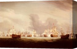 Battle Canvas Paintings - The Battle Of The Glorious 1st Of June 1794 by Thomas Whitcombe
