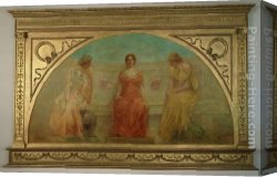 Bringing in The Hay Canvas Paintings - Commerce and Agriculture Bringing Wealth to Detroit by Thomas Wilmer Dewing