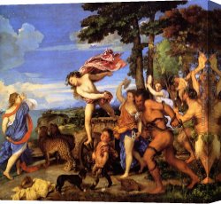 Bacchus And Ariadne Canvas Paintings - Bacchus and Ariadne by Titian