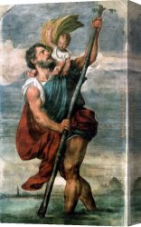 The Inspiration of Saint Matthew Canvas Paintings - Saint Christopher by Titian