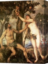 Man with Scythe Canvas Paintings - The Fall of Man by Titian