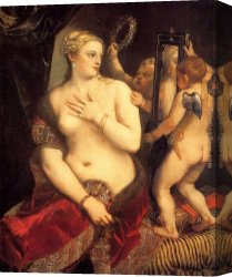 Vulcan Presenting Venus with Arms for Aeneas Canvas Paintings - Venus in front of the mirror by Titian