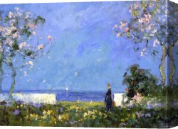 Two Sisters (on The Terrace) Canvas Paintings - Garden Terrace by Tom Mostyn