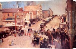Nina Con Flor Canvas Paintings - Bourke Street, Allegro Con Brio by Tom Roberts