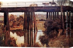 Dreamy Creek II Canvas Paintings - Winter Morning after Rain, The Old Bridge, Gardiner's Creek by Tom Roberts