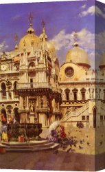 Piazza Canvas Paintings - Piazza San Marco by Ulpiano Checa y Sanz