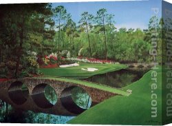 Golden Canvas Paintings - 12th-hole-augusta-golden-bell by Unknown Artist
