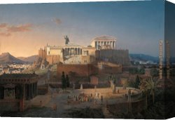 Adolph Von Menzel Canvas Paintings - Acropolis of Athens by Leo von Klenze by Unknown Artist