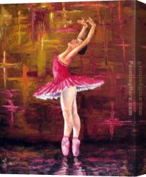 Ballerina And Lady with a Fan Canvas Paintings - Ballerina by Unknown Artist