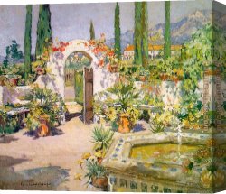 Santa Canvas Paintings - ccooper A Santa Barbara Courtyard by Unknown Artist