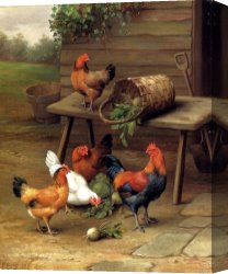 Chickens, Canvas Paintings - Chickens art by Unknown Artist