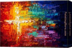 Cross in The Wilderness Canvas Paintings - Cross colorful by Unknown Artist