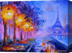 Palette Knife Canvas Paintings - Eiffel Tower by Knife by Unknown Artist