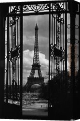 The Piazzetta, Looking Toward The Clock Tower Canvas Paintings - Eiffel Tower Through Gates by Unknown Artist