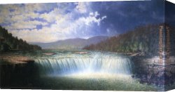 Fall Canvas Paintings - Falls of the Cumberland River Whitley County Kentucky by Carl Christian Brenner by Unknown Artist