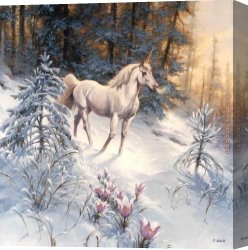 Forest Canvas Paintings - forest snowfall by Unknown Artist