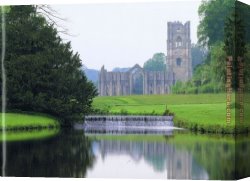 Abbey Canvas Paintings - Fountains Abbey 2 by Unknown Artist