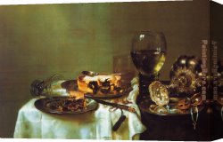 Sunny Breakfast Canvas Paintings - heda Breakfast Still Life with Blackberry Pie by Unknown Artist
