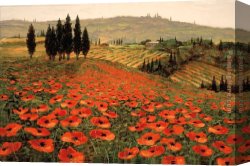 Tuscany Canvas Paintings - Hills of Tuscany I by Unknown Artist