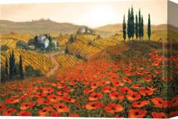 Tuscany Canvas Paintings - Hills of Tuscany II by Unknown Artist