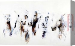 A Cavalier on a White Horse Canvas Paintings - Horses White by Unknown Artist