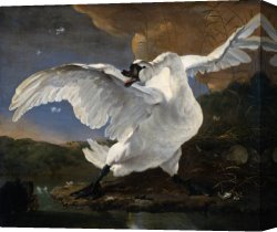 Leda And The Swan Canvas Paintings - Jan Asselijn The Threatened Swan by Unknown Artist