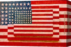 John Canvas Paintings - Jasper Johns three flags by Unknown Artist