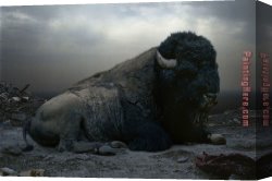 Buffalo Canvas Paintings - Johan Untitled153 Buffalo by Unknown Artist