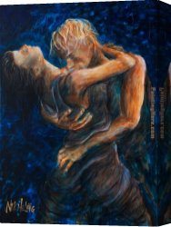 Farewell Kiss Canvas Paintings - kiss painting of lovers by Unknown Artist