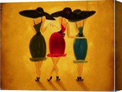 Ladies Canvas Paintings - Ladies untiled by Unknown Artist