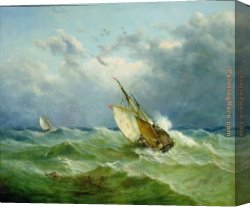 Rough Canvas Paintings - Lowestoft Trawler in Rough Weather by Unknown Artist