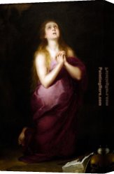 Mary Canvas Paintings - Mary Magdalene By Murillo by Unknown Artist