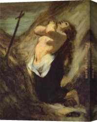 Mary Canvas Paintings - Mary Magdalene in the Desert Honore Daumier by Unknown Artist