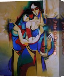 Musical Instruments Canvas Paintings - Musical Couple by Unknown Artist