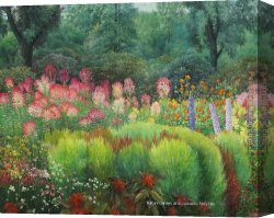 Birds And a Spaniel in a Garden Canvas Paintings - Nature Garden by Terry xu by Unknown Artist