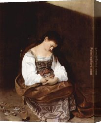Penitent Canvas Paintings - Penitent Magdalene By Caravaggio by Unknown Artist