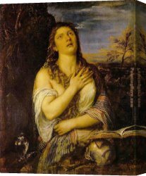 Magdalen Canvas Paintings - Penitent Mary Magdalen By Titian by Unknown Artist