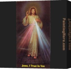 Portrait Canvas Paintings - portrait of jesus of divine mercy by Unknown Artist