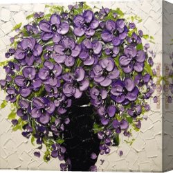 Exotic Floral II Canvas Paintings - Purple Floral by Unknown Artist