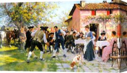 An Interesting Game Canvas Paintings - raffaelo sorbi a game of morra by Unknown Artist