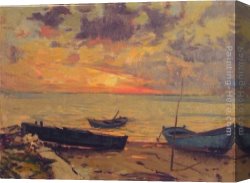 Port of Valencia Canvas Paintings - Sea port by Unknown Artist