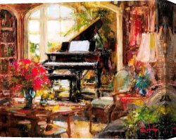 Piano Canvas Paintings - Simple Times by Unknown Artist