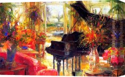 Palette Knife Canvas Paintings - Spring is in the Air by Unknown Artist