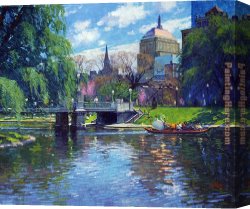 Springtime Canvas Paintings - Springtime,Boston Public Garden by Unknown Artist