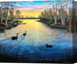 Golden Sunset Canvas Paintings - Sunset by Unknown Artist
