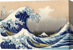 Great Canvas Paintings - The Great Wave of Kanagawa by Katsushika Hokusai by Unknown Artist