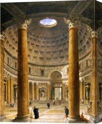 North Star Canvas Paintings - The Interior of the Pantheon, Rome, Looking North from the Main Altar to the Entrance by Unknown Artist