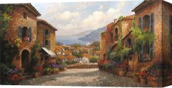 Spanish Town Canvas Paintings - Town by Paul Guy Gantner by Unknown Artist
