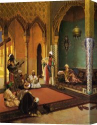 Jazz Musicians Canvas Paintings - Traveling Musicians Playing for the Sultan by Unknown Artist