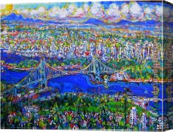 Island, Canvas Paintings - Vancouver Island Lions Gate Bridge by Unknown Artist